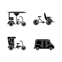 Vehicle for hire black glyph icons set on white space vector