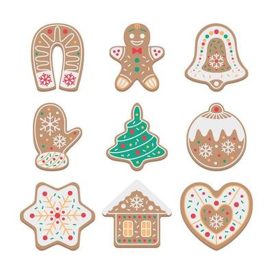 Collection of Cute Gingerbread Cookies with Color Frosting
