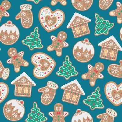 Christmas Pattern with Gingerbread Cookies