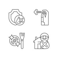 Conjunto de iconos de etiquetas manuales lineales de pautas de drones vector