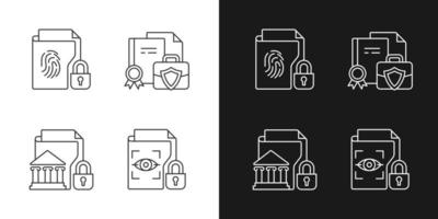 Personal sensitive data linear icons set for dark and light mode vector