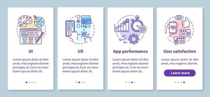 Software development onboarding mobile app page screen with linear concepts vector