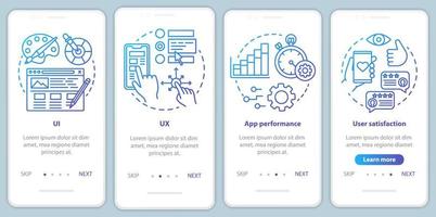 Software development onboarding mobile app page screen vector template