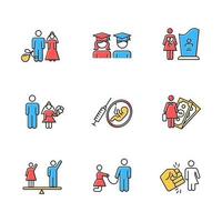 Gender equality color icons set vector