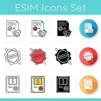 Notary services icons set vector