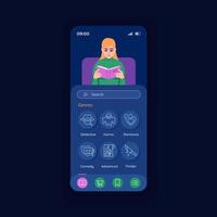 Application for reading night smartphone interface vector template