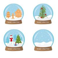 Set of Christmas magic crystal snowball, isolated on white background. Vector illustration