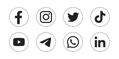 conjunto de icono de redes sociales en fondo blanco vector