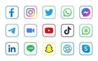 Set of square social media logo with line vector