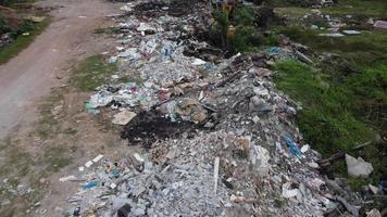 Fly over garbage dump site. video