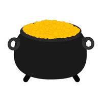 Leprechaun pot full of gold. element and symbol of wealth life. Happy St. Patrick's Day and good luck vector