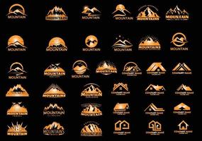nuevo conjunto de paquete de diseño de logotipo de montaña y bienes raíces vector