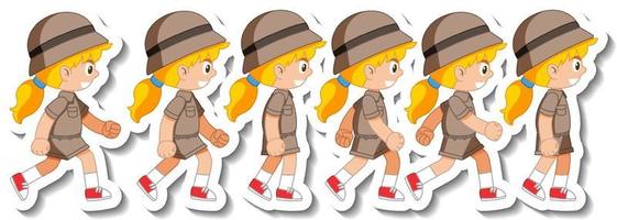 Set of girl scout in different action vector