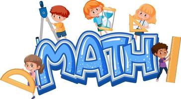 Math icon with kids and math tools vector