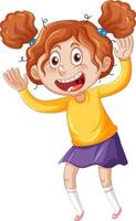 Girl with teeth braces cartoon character on white background vector