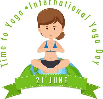 International Yoga Day June 21 banner with woman doing yoga exercise