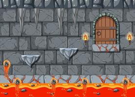 plantilla de escena de juego de cueva de lava vector