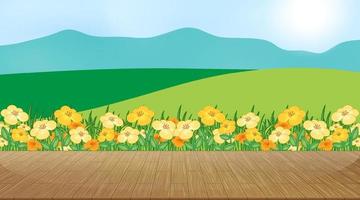 Beautiful outdoor nature scene background view from porch vector