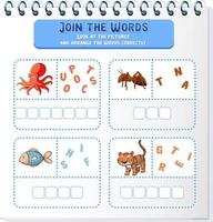 Spelling word game template vector