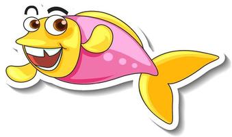 Sea Animal Cartoon Sticker with Cute Fish vector