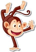 Monkey cartoon character sticker vector