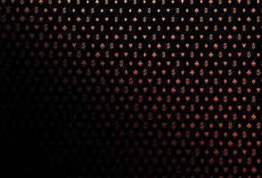 Dark orange vector template with poker symbols.