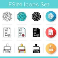 Notary services icons set vector
