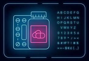 icono de luz de neón de medicación vector