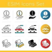 Industry types icons set vector