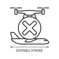 Dont fly near aircrafts linear manual label icon vector