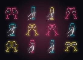 Wine neon light icon vector