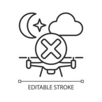 Dont fly drone at night linear manual label icon vector