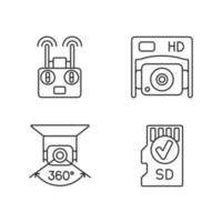 Conjunto de iconos de etiqueta manual lineal de uso efectivo de drones vector