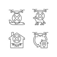Conjunto de iconos de etiqueta manual lineal de instrucciones de drone vector
