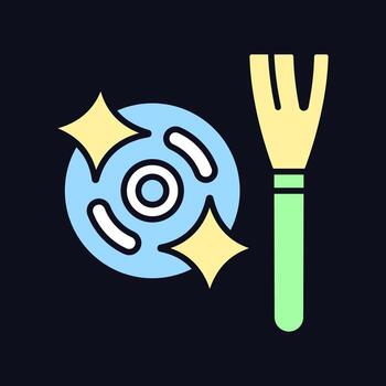 Limpie el motor después de usar el icono de etiqueta manual de color rgb para tema oscuro vector