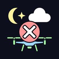 Dont fly drone at night RGB color manual label icon for dark theme vector