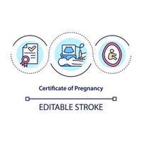 certificado de embarazo concepto icono vector