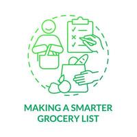 Making smarter grocery list green gradient concept icon vector