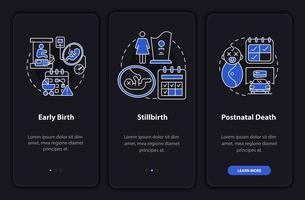 Maternity leave cases dark onboarding mobileapp page screen vector