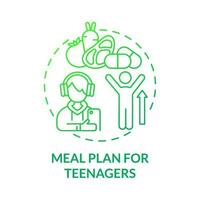 Meal plan for teenagers green gradient concept icon vector