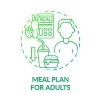 plan de comidas para adultos icono de concepto degradado verde vector