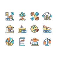 Financial literacy RGB color icons set vector