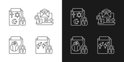 Data confidentiality linear icons set for dark and light mode vector