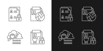 Maintain information security linear icons set for dark and light mode vector