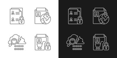 Maintain information security linear icons set for dark and light mode vector