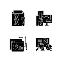 Sensitive data types black glyph icons set on white space vector