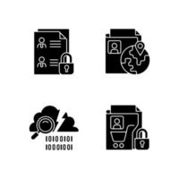 Maintain information security black glyph icons set on white space vector