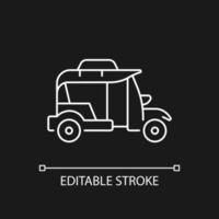 Bangkok tuk-tuk white linear icon for dark theme vector