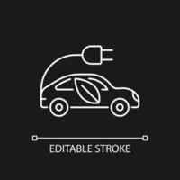 Electric taxi white linear icon for dark theme vector