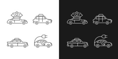 Transporting passengers business linear icons set for dark and light mode vector